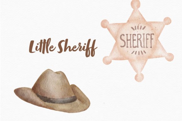 Cute Sheriff Star Watercolor Clipart Png for Etsy & Digital Product Sellers