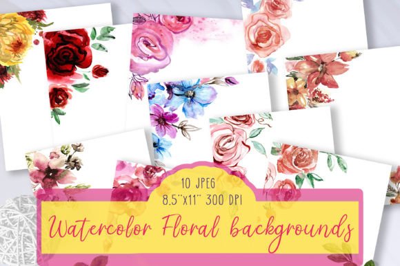 Cute Watercolor Floral Backgrounds for Bloggers and Digital Publishers