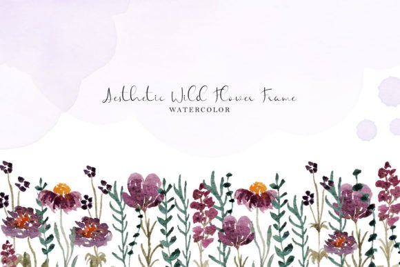Elegant Violet Flower Watercolor Frame Illustrations