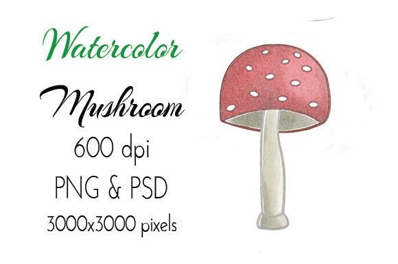 Red Mushroom Watercolor Illustrations for Real Crafting & Handmade Business Use
