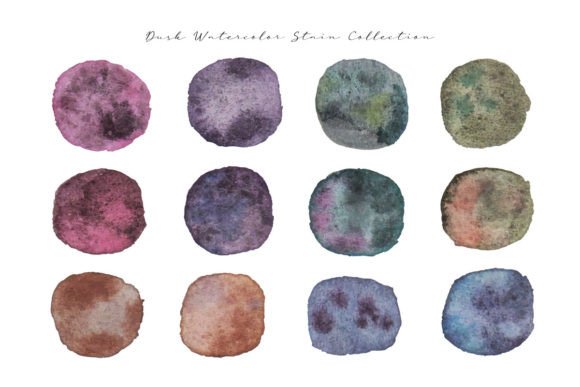 Trendy Dark Color Watercolor Stain for Illustrations