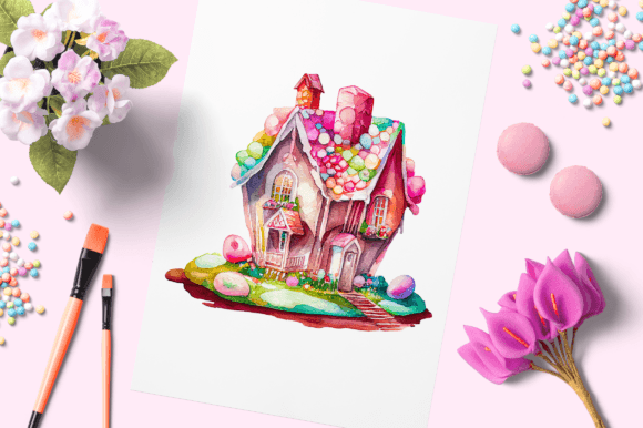Watercolor Candy House Illustrations Capture Whimsical Branding Magic
