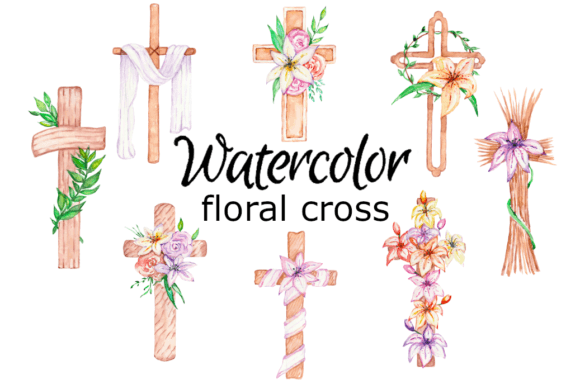 Watercolor Clipart: Floral Cross Easter Review for Real Embroidery Projects