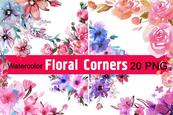Watercolor Floral Corners: Elegant Illustrations for Handmade Crafters