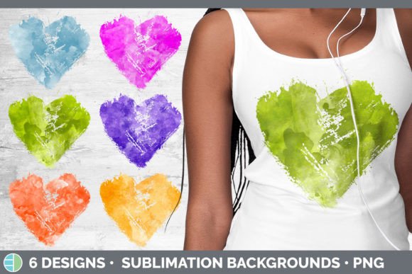 Watercolor Heart Distressed Clipart & Illustrations
