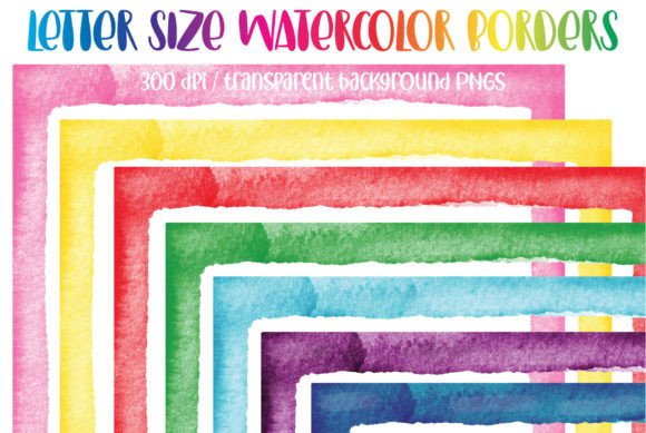Watercolor PNG Border, Letter Size Frame Review