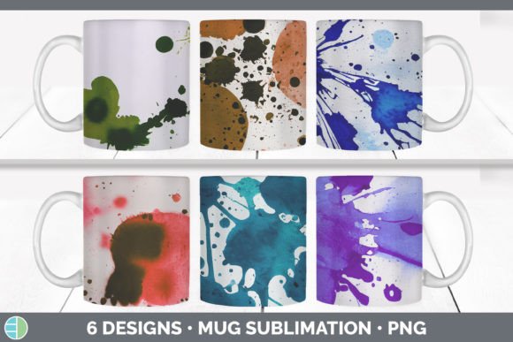 Watercolor Splatter Mug Illustrations for Modern Branding