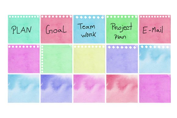 Watercolor Sticky Note with Background