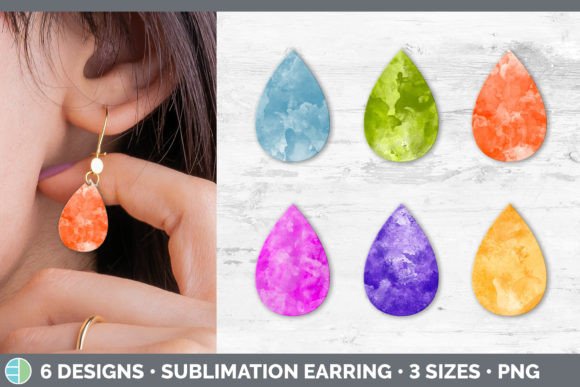 Watercolor Teardrop Earring Sublimatio Illustrations