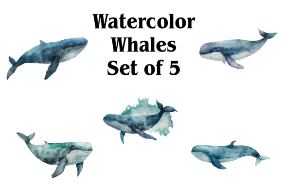 Watercolor Whales: A Visual Design Asset for Bloggers and Digital Publishers